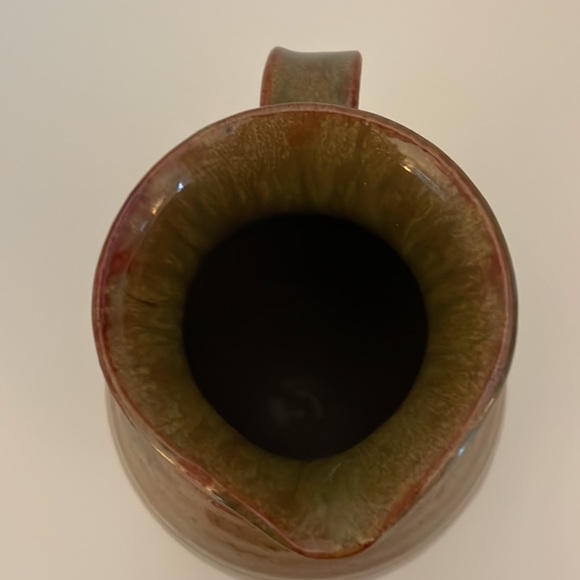 Sturbridge Village, handmade pitcher in browns and green with shiny glaze. Nice! - Picture 8 of 14